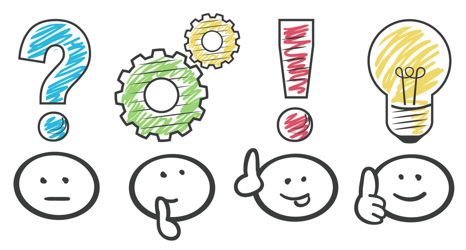 Strichmännchen entwickeln Ideen für die Logo Entwicklung