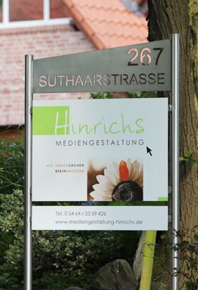 Schild Hinrichs Mediengestaltung, Rieste